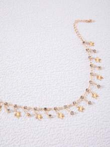 imoli Pulsera tobillera con diamante de imitación & con accesorio de mariposa - Amarillo Oro - Ver 7