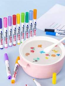 8 Piezas Plumas Mágicas De Pintura Al Agua Con 8 Colores Diferentes, De Tinta Flotante Que Permite Dibujar Sobre Agua, Coloridos Rotuladores Para Pizarra Blanca, Con Gran Capacidad - Multicolor - Ver 1