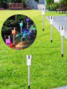 1入/10入組不鏽鋼太陽能戶外景觀照明,適用於花園、草坪、庭院和別墅裝飾- 多種顏色可選 - 彩色 - 查看 1