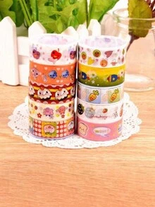 10入組創意金色閃粉網格和洋蔥粉蕾絲裝飾diy和紙膠帶,適用於手工藝品創作 - 彩色 - 查看 7