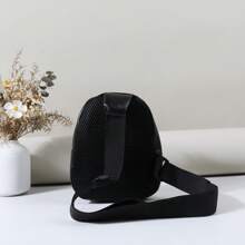 时尚百搭儿童迷你胸包斜挎包，色块字母设计，适合女生，学生，职场新人，白领，通勤，出游搭配 - 黑色 - 查看 6