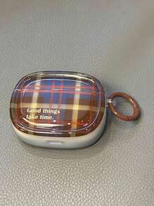 1pc Brown Plaid Protective Case Compatible With Apple Wireless Airpods Pro 2nd Gen/1st Gen - Apple - View 1