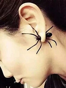 2/1 chiếc Hoa tai đinh tán hình nhện vui nhộn dành cho phụ nữ Hoa tai đinh tán hình nhện đen 3D đáng sợ Trang phục Halloween Trang trí tiệc DIY Quà tặng ngày lễ tình nhân - màu đen - Xem 1