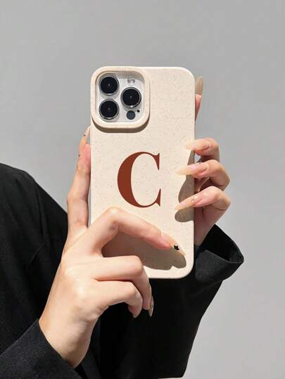 1pc Letter Pattern Anti-drop Tpu Soft Phone Case