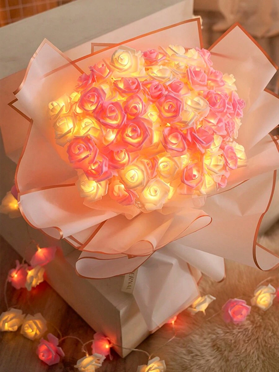 Luces De Cadena De Flores De Rosa Led Para Ambiente Romántico, Perfecto Para Propuestas, Confesiones, Decoraciones Navideñas Y Decoraciones De Dormitorio