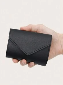 1pc Women's Three-fold Short Wallet, Fashionable & Simple, Multiple Card Slots & Functional Coin Purse - Black - View 1