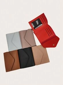 1pc Women's Three-fold Short Wallet, Fashionable & Simple, Multiple Card Slots & Functional Coin Purse - Black - View 5