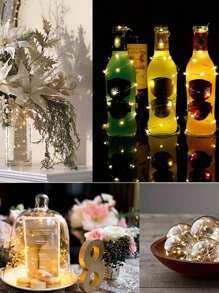 1/3/5/10 件多色 LED 仙女灯串，带室内电池供电 LED 灯串，适用于花园家居派对婚礼节日装饰 - 金色 - 查看 7