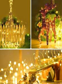 1/3/5/10 件多色 LED 仙女灯串，带室内电池供电 LED 灯串，适用于花园家居派对婚礼节日装饰 - 金色 - 查看 5