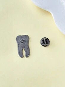 1入組可愛搪瓷牙齒形狀齒科徽章,適合男女在牙科日佩戴 - 2.8厘米*1.6厘米/1.10英寸*0.62英寸 - 查看 3