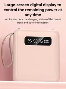 1个10000mAh 10W移动电源，附带充电线，轻巧便携 - 粉色 - 查看 3