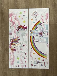 2pcs Unicorn & Castle Pattern Wall Sticker - Multicolor - View 7