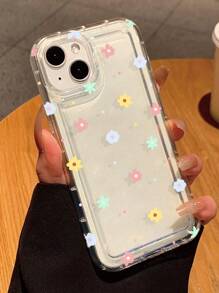 1 个透明保护软壳，带花卉印花和防摔边缘覆盖，适用于男女款 Iphone 11/12/13/14/6/6s/6plus/7/8/se/7plus/8plus/x/xs Max/xr/11pro/12pro/13pro/14pro/12mini/13mini/11promax/12promax/13promax/14promax/14plus - 無色 - 查看 3