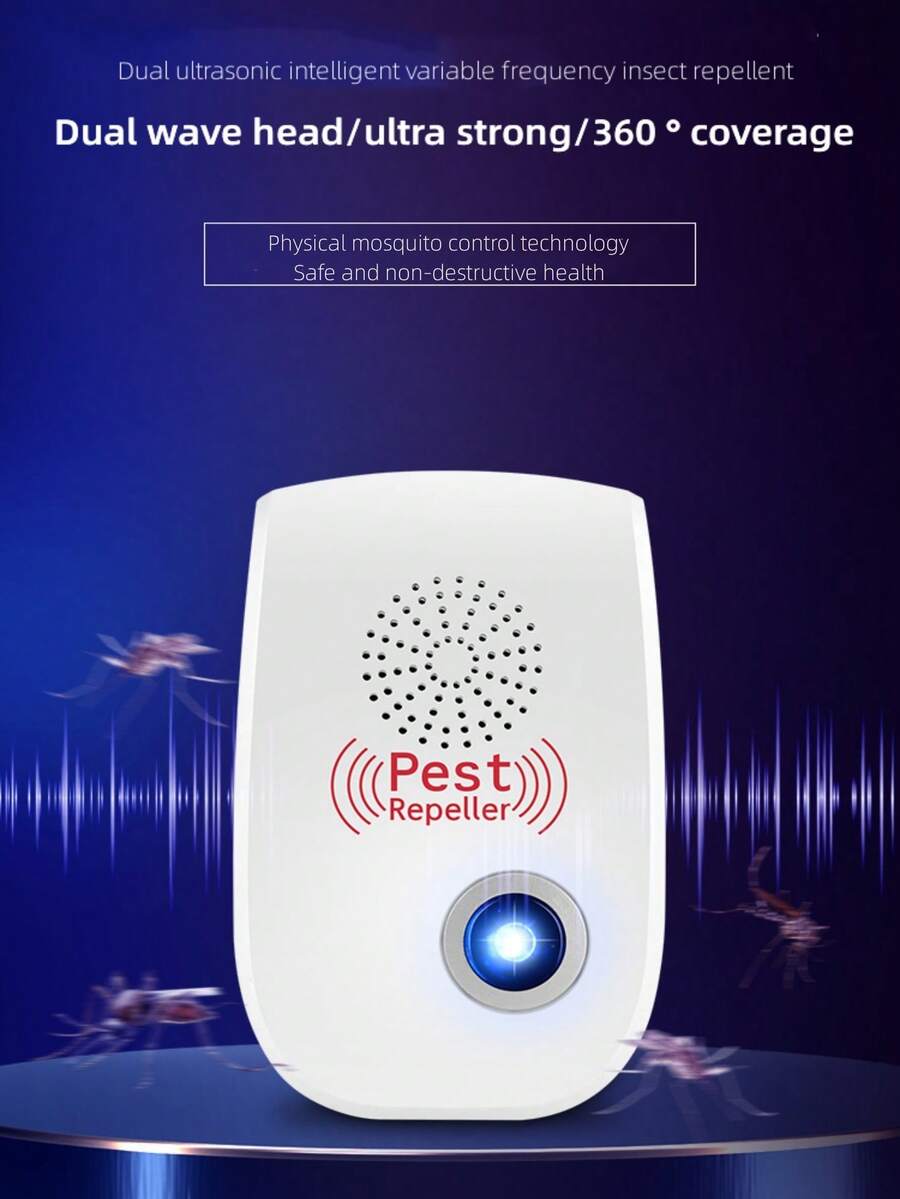 1pc Plugin Dual Speaker Ultrasonic Pest Repeller, Indoor Insect And