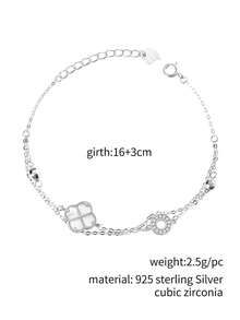 1入組白色媽媽的珍珠幸運的幸運草銀手環合適的適用於女性日常穿著