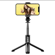 4 In 1 Portable Selfie Stick Tripod With Detachable Wireless Remote Control, Extendable Lightweight Mobile Phone Stand Compatible With Apple IOS/Android Smartphone - Black - View 3