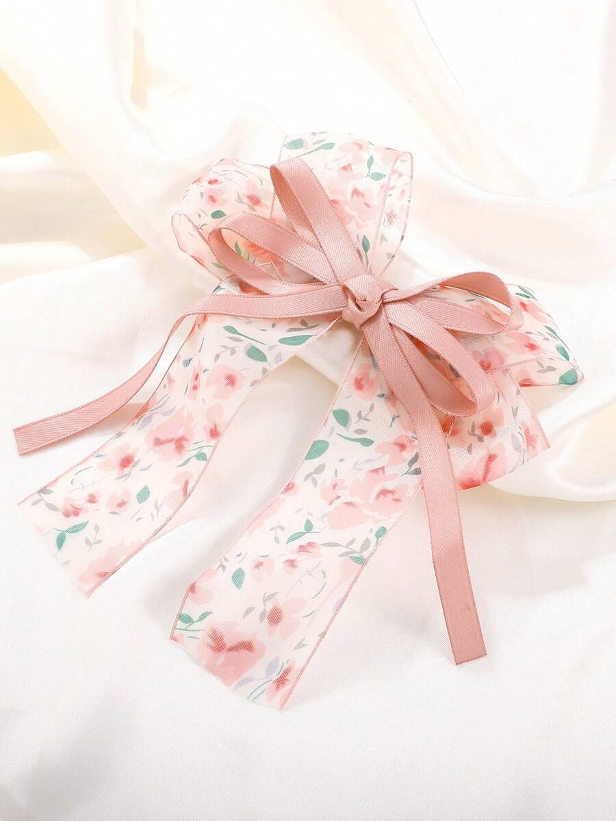 1pc Ladies' Pink Ditsy Floral Hair Clip Hair Accessory Suitable For Daily Use - Multicolor - View 1