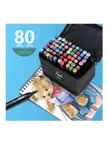 Plumones 80 piezas doble punta touch - Negro - Ver 1