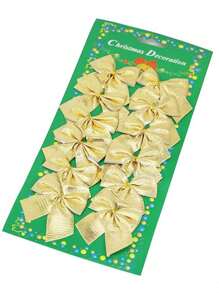 12 Pieces/bag 5cm-6cm (about) Colorful Bow Christmas Decoration Arrow Tree Party New Year Celebration Party - Gold - View 1