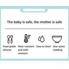 2入組吸盤嬰兒碗-耐熱2件矽膠套裝帶湯匙,適用於嬰幼兒-嬰兒導入式離乳食餐盤-第一階段自食用餐具,淺藍色 - 淺藍色 - 查看 6