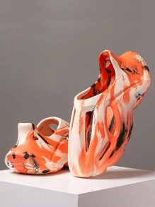 万圣节时尚情侣厚底封闭式鞋头一脚蹬沙滩凉鞋 - 橘色 - 查看 3