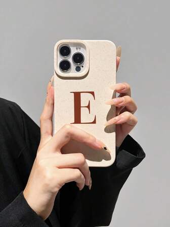 1pc Tpu Soft Case With Letter Pattern, Anti-drop Phone Cover