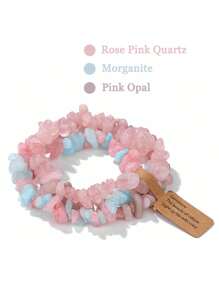 3Pcs/Set Natural Stone Stretch Bracelets For Women Men  Stone Beads Bracelet Set With Wish Tag Yoga Friendship Jewelry Random Weight