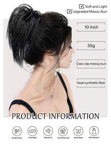 Claw Clip Messy Bun Hair Piece Chignon Hair Tinsel Mixed Glitter.Claw Clip Ponytail Hairpieces Synthetic
