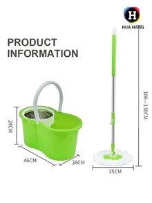 Trapeador giratorio 2 en 1 de doble unidad para limpieza sanitaria de cocina, sala de estar y oficina - Verde - Ver 2