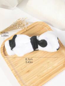 1pc Cute Polka Dot Makeup Headband, Hair Wrap, Headwrap For Washing Face, Bathing, Spa Treatment - Random Dot Placement For Women - Black and White - View 4