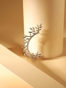 1pair Silver Bohemian Style Bold & Sweet Multifunctional Leaf & Crystal Dangle Earrings - Silver - View 4