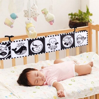 Libro plegable y portátil de educación temprana para bebés con temática de criaturas marinas y frutas