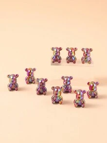 chenming 9入組帶直孔的亞克力小熊珠,非常適合日常穿戴diy項鍊和珠寶製作批發 - 黑色 - 查看 7