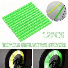 12pcs Outdoor Bicycle Colorful Reflective Spoke Clip Mountain Bike Steel Wire Warnning Reflector Decorative Wheel Rim Light Cycling Accessory - White - View 9