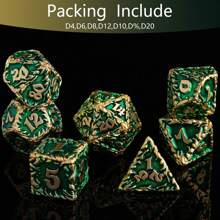 Joylord D&d角色扮演骰子金屬骰子套裝7pcs金屬骰子德魯伊套裝d&d骰子7款角色扮演骰子刻面d&d實體地下城與龍骰子ttrpg角色扮演遊戲pathfinder Rpgs Mtg桌面遊戲 - 綠色 - 查看 5