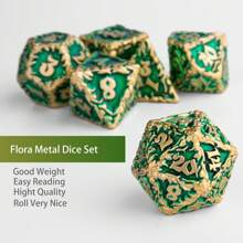 Joylord D&d角色扮演骰子金屬骰子套裝7pcs金屬骰子德魯伊套裝d&d骰子7款角色扮演骰子刻面d&d實體地下城與龍骰子ttrpg角色扮演遊戲pathfinder Rpgs Mtg桌面遊戲 - 綠色 - 查看 3