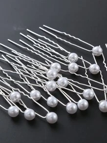 10/20pcs Women Handmade Pearl New Bride Headpieces, Hairpins, U-Shaped Bun Clips, Simple & Versatile Hairstyle Accessories For Wedding, School, Daily Wear, Buns