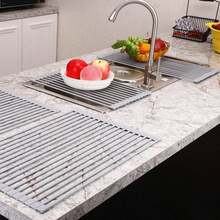 1 Piece Stainless Steel Sink Drain Rack, Expandable Kitchen Sink Shelf Dish Drainer Mat For Kitchen Storage - Dark Grey - View 7