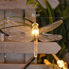 1入組6.5米太陽能驅動的led蜻蜓串燈,戶外花園草坪裝飾節日氛圍燈