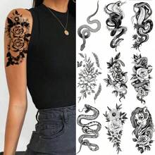 20pcs Realistic Snake Temporary Tattoos With Designs Of Flowers, Tigers And Scorpions, Waterproof, For Body Art Decorating On Women/men's Face/arm/leg
