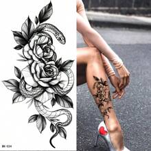 20pcs Realistic Snake Temporary Tattoos With Designs Of Flowers, Tigers And Scorpions, Waterproof, For Body Art Decorating On Women/men's Face/arm/leg