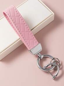 1pc Unisex Black White Red Pink Orange Zinc Alloy Simple Style Leather Rope Key Chain Pendant Suitable For A Variety Of Keys And Car Key Chains Casual Car Accessories Bag Charm School Cute Goth Y2k