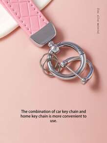 1pc Unisex Black White Red Pink Orange Zinc Alloy Simple Style Leather Rope Key Chain Pendant Suitable For A Variety Of Keys And Car Key Chains Casual Car Accessories Bag Charm School Cute Goth Y2k