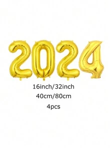 4pcs Rose Gold 16/32 Inches 2024 Number Foil Balloons Christmas New Year 2024 Party Decorations Christmas 2024 Balloon - Rose Gold - View 2