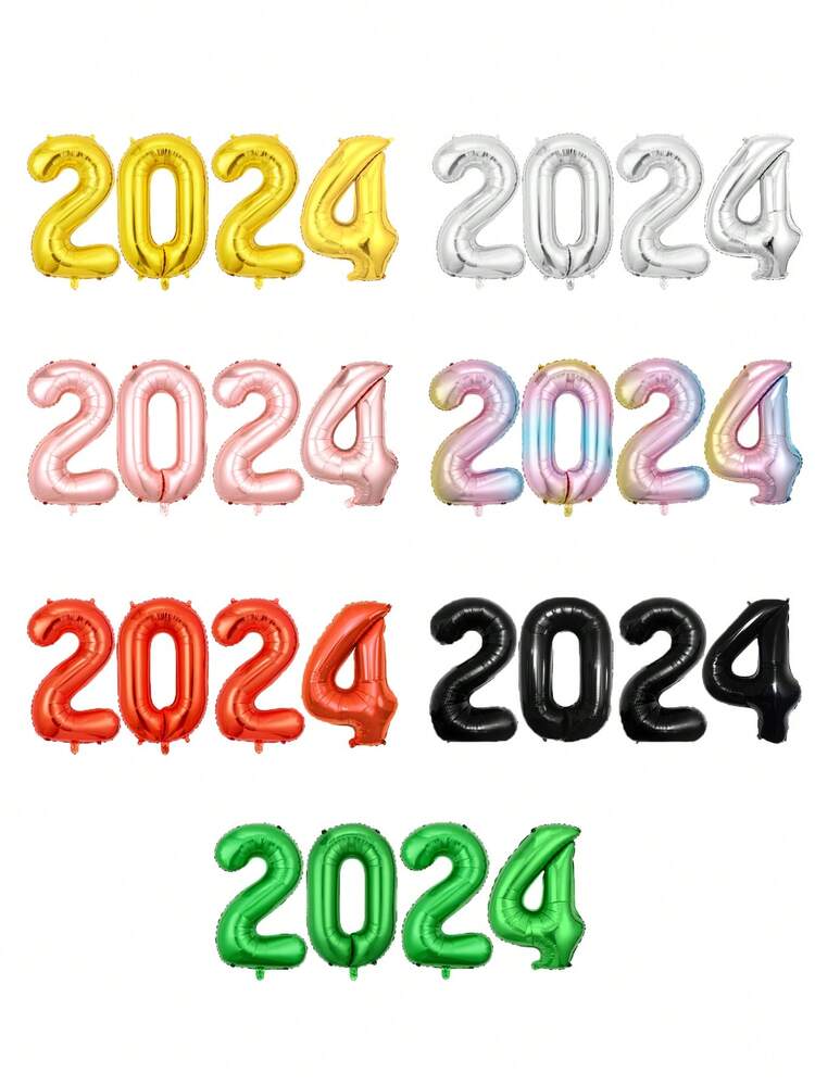 4 件玫瑰金 16/32 英寸 2024 数字铝箔气球圣诞新年 2024 派对装饰圣诞 2024 气球 - 玫瑰金 - 查看 3