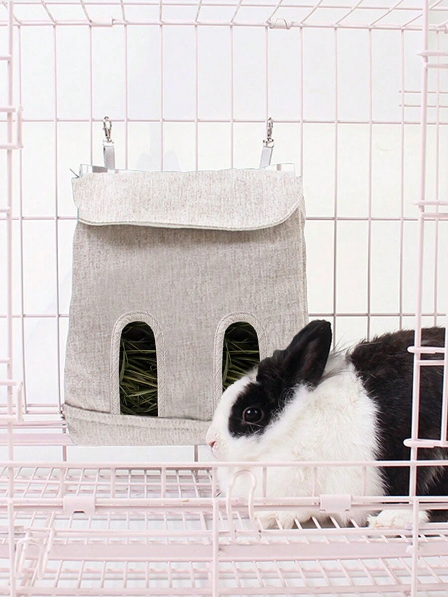 1入組兔子食物袋豚鼠倉鼠龍貓可愛餐飲懸掛收納包適用於小動物 - 米色 - 查看 1