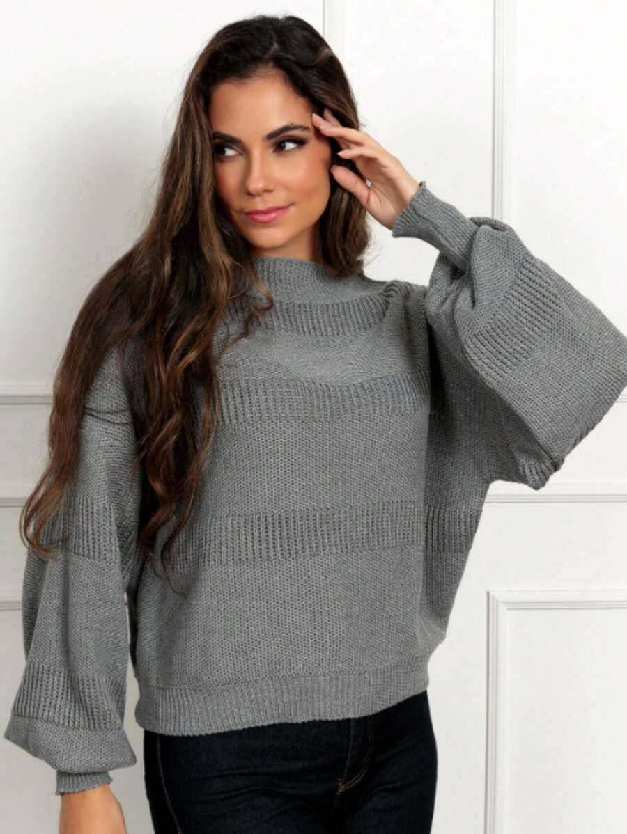 Women Knit Tops - 深灰色 - 查看 1