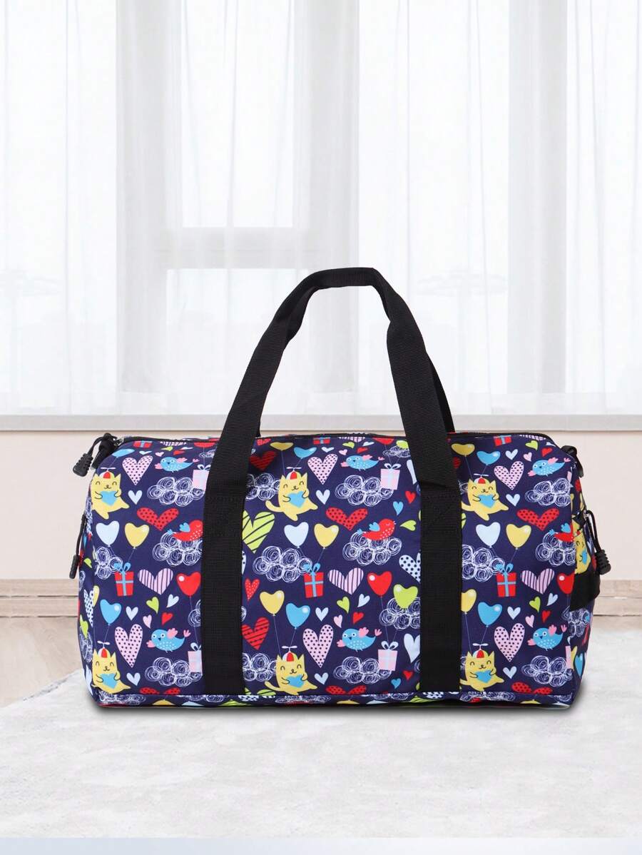 17 英寸时尚图案旅行单肩包、运动健身行李包、搬家包、飞机包、适合男孩、女孩、儿童、学生、户外、野餐、便携式收纳包 - 彩色 - 查看 1