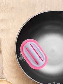 1pc Pink Upgrade Thickened Sponge Cleaning Brush With Handle For Wall & Tile Surface - Pink - View 10