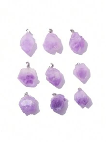 1 mặt dây chuyền pha lê tím bất đối xứng dành cho nữ, trang sức hạt pha lê độc đáo để đeo hàng ngày, du lịch và chụp ảnh - Mặt Dây Hoa Thạch Anh Tím Tự Nhiên - Xem 8